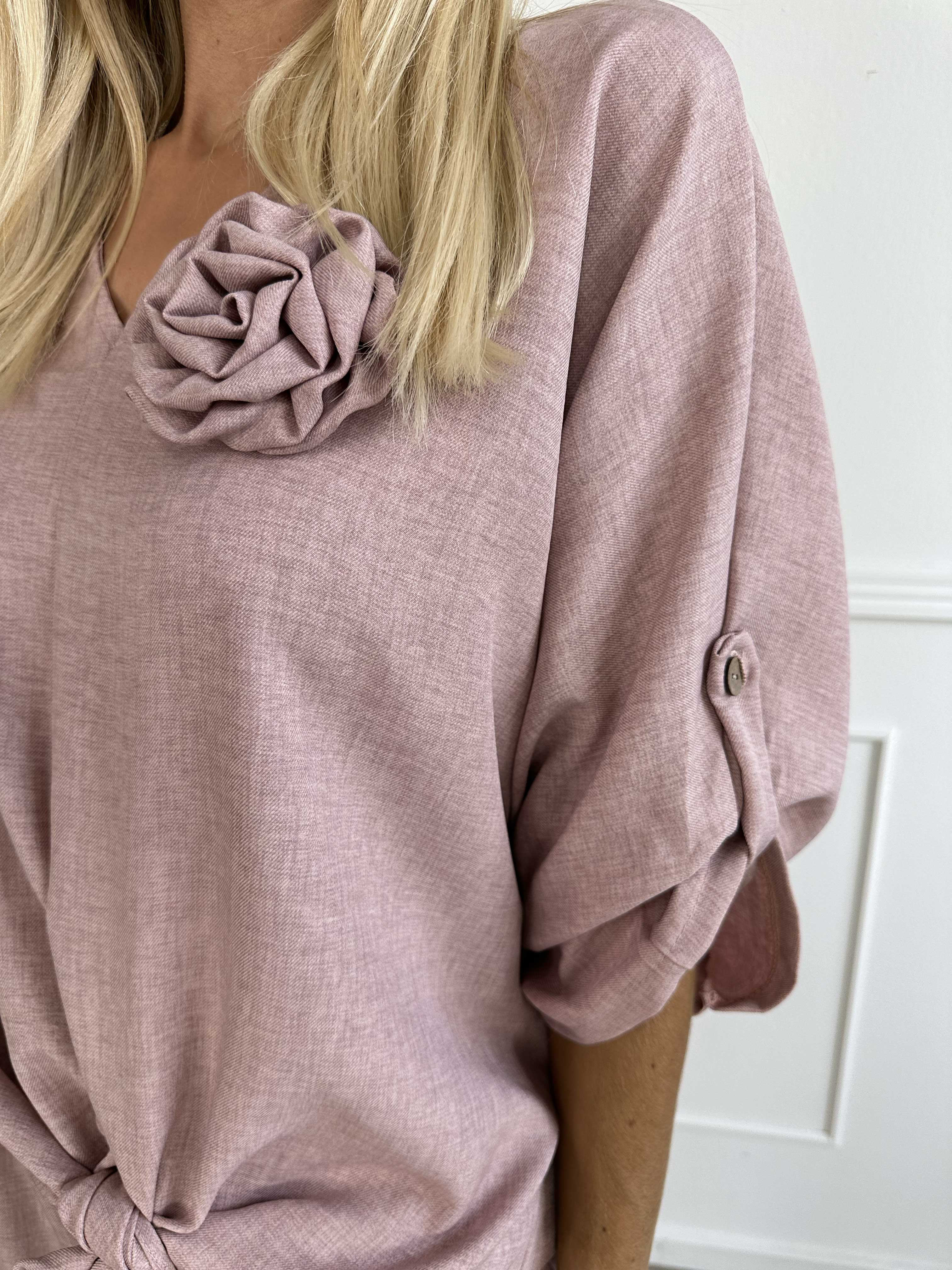 Bella - Söt tunika med knut och avtagbar blomma